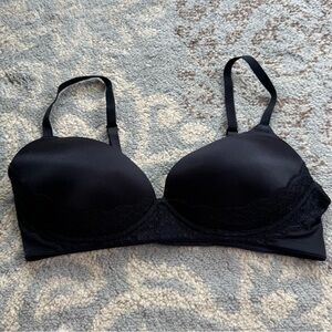 Lily of France Wireless Lace Bra Black 38B